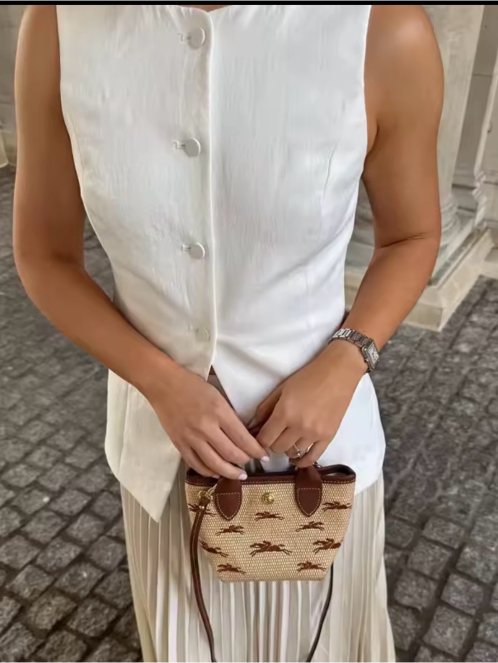 White Sleeveless Vest Women Button